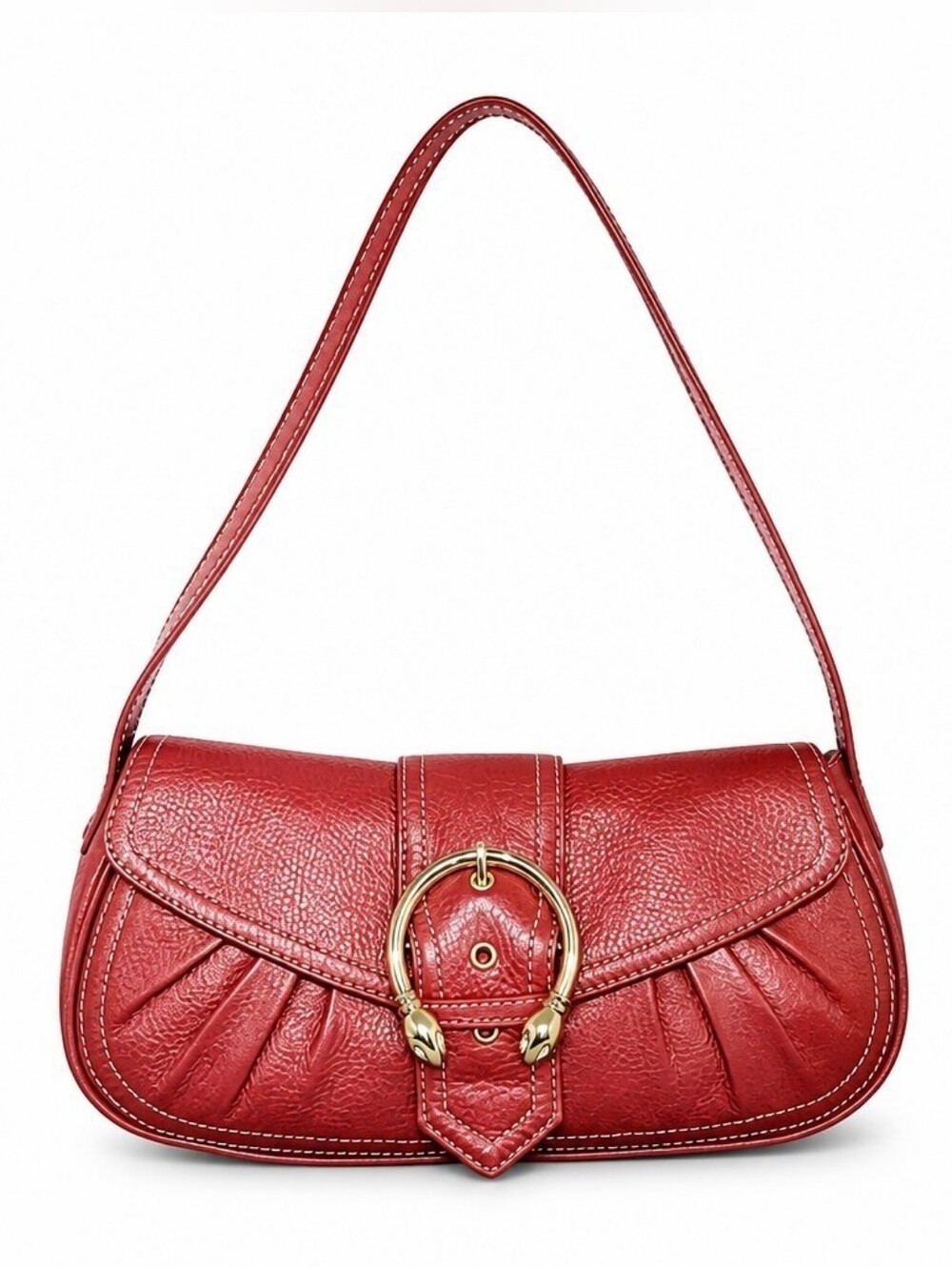 Via Spiga Dionysis Soho Leather Buckle Bag Gold Tone HW & CZ Crystals Like New